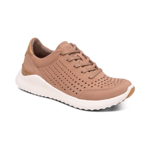 Almond Aetrex Laura Arch Support Women's Sneakers | GOZVA-5731