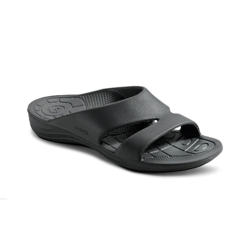 Black Aetrex Bali Orthotic Slides Women's Flip Flops | QFXMW-1984