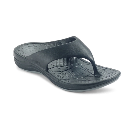 Black Aetrex Maui Orthotic Flips Men's Flip Flops | PCDHA-5132