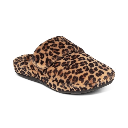 Leopard Aetrex Mandy Closed Toe Women's Slippers | TOGDA-8764