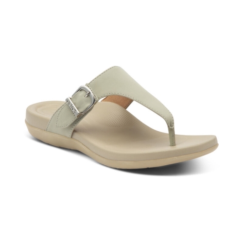 Light Grey Aetrex Rita Adjustable Thong Women's Flip Flops | DJAWO-6257