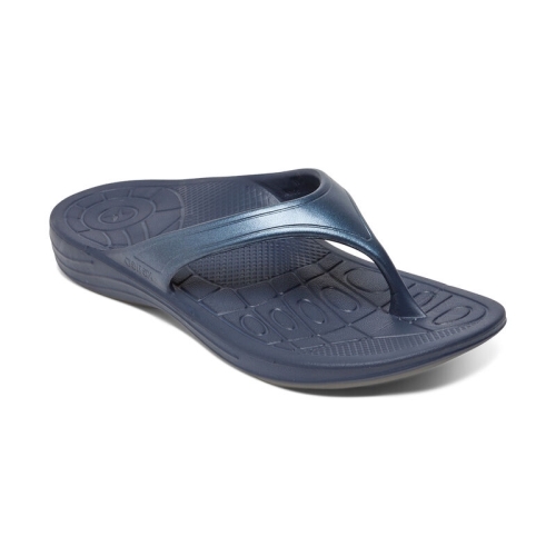 Navy Aetrex Fiji Orthotic Flips Women's Flip Flops | EMCIP-6815