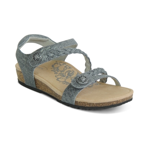 Pewter Aetrex Premium Jillian Braided Women's Sandals | VTYUO-6590