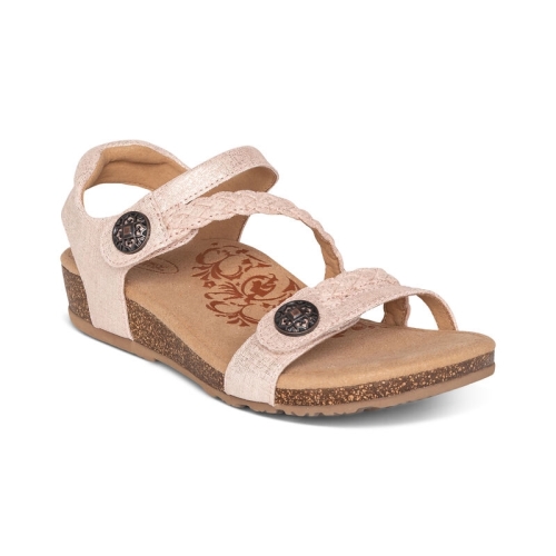 Rose Aetrex Jillian Braided Quarter Strap Women's Sandals | ZURIT-8609
