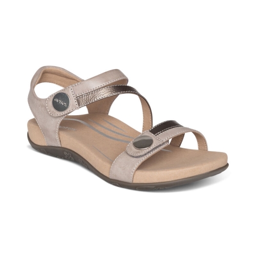 Smoke Aetrex Jess Adjustable Quarter Strap Women's Sandals | FJIGD-2057