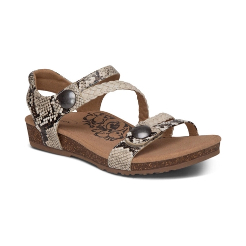 Snake Aetrex Jillian Braided Quarter Strap Women's Sandals | QKGCD-9608