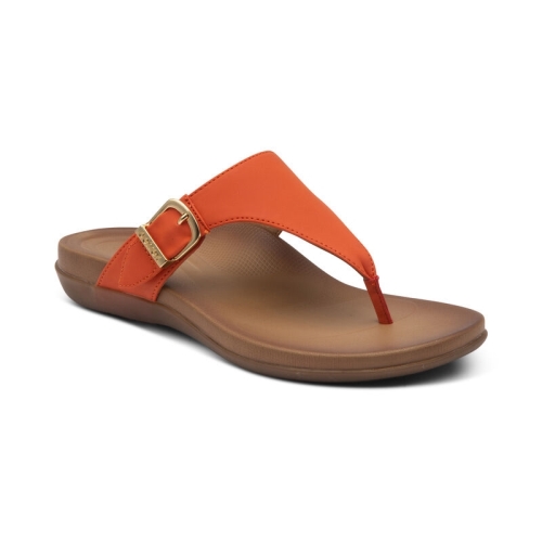 Tangerine Aetrex Rita Adjustable Thong Women's Flip Flops | HSUWA-8346