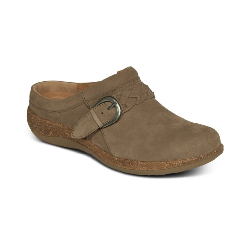 Taupe Aetrex Libby Comfort Women's Clogs | SGUJL-3106