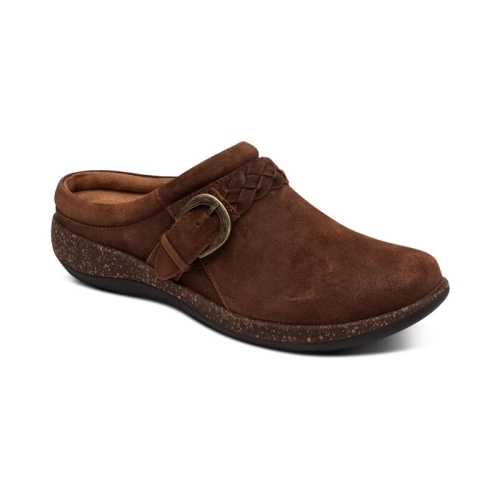 Tobacco Aetrex Libby Comfort Women's Clogs | ONSJK-3851