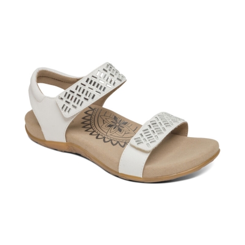 White Aetrex Marcy Adjustable Quarter Strap Women's Sandals | IMZFO-7246