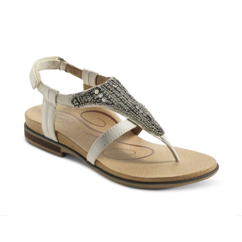White Beige Aetrex Sheila Women's Sandals | AJYDT-0617