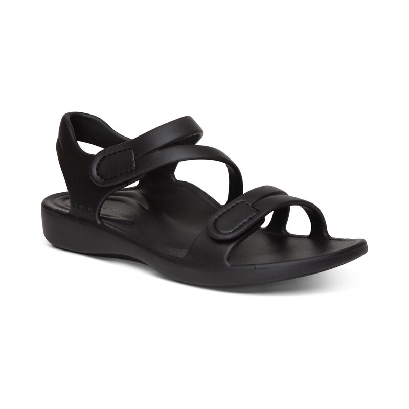 Black Aetrex Jillian Sport Water Friendly Women's Sandals | CXPYF-0439