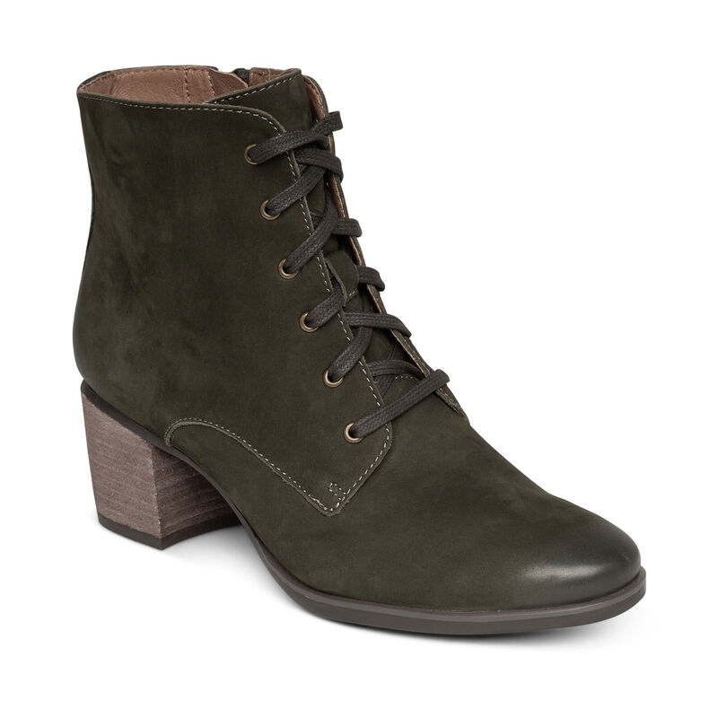 Olive Aetrex Stella Arch Support Weatherproof Women's Ankle Boots | YGHRI-8135